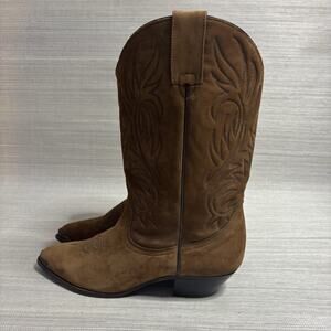 Acme Women’s Brown Suede Leather Pointed Toe Western Cowboy Boots Sz 8 Vintage